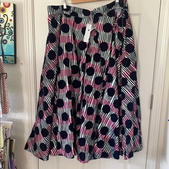 Frances Valentine Ball Skirt Scoop Flocked Velvet Navy Multi Size 1X New W/Tags - Picture 4 of 9